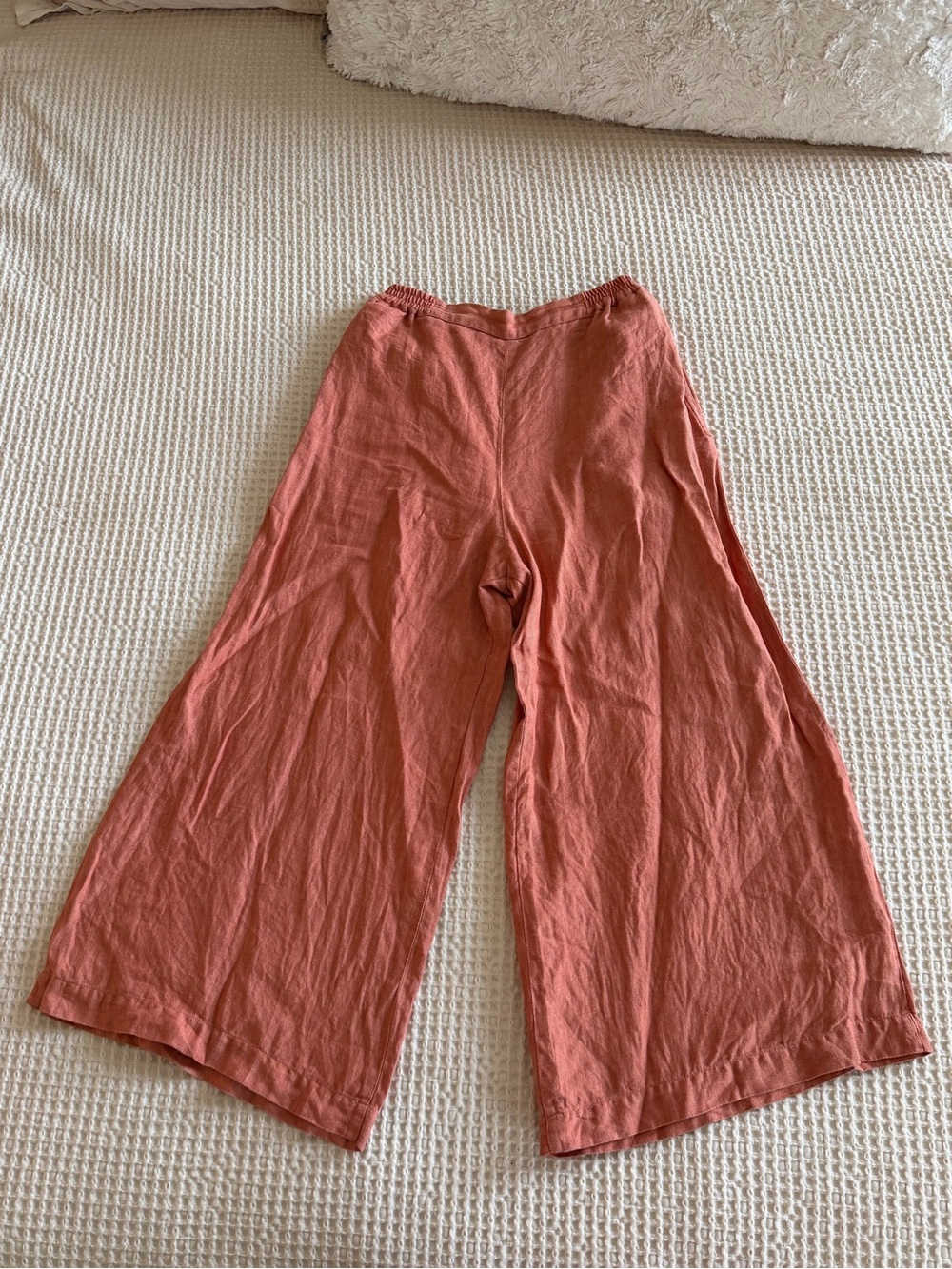 eskandar 100% linen Rust-Orange Wide Leg Pants